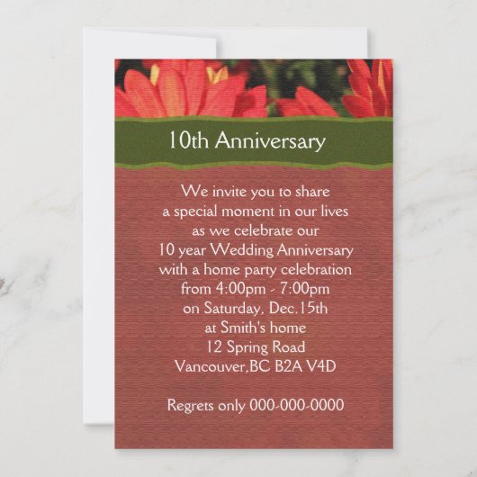 schöne daisy Blume Jubiläumseinladungen. Einladung (Rückseite)