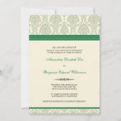 Schöne Damask Hochzeitseinladung (grün/creme) Einladung (Vorderseite)