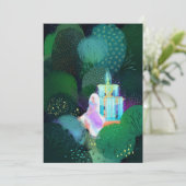 Schöne Dame am Gartenbrunnen Einladung (Stehend Vorderseite)