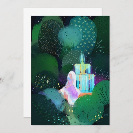 Schöne Dame am Gartenbrunnen Einladung (Vorne/Hinten)