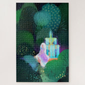 Schöne Dame am Gartenbrunnen Puzzle (Vertikal)