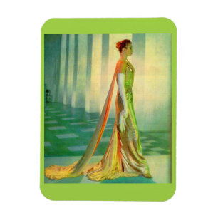 Schöne Dame aus den 1960er Jahren in Abend Magnet