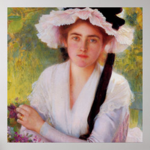 Schöne Dame im Garten von Albert Lynch, vintage Poster