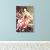 Schöne Dame in rosa Kleid (Giovanni Boldini) Leinwanddruck (Insitu (Holzboden))