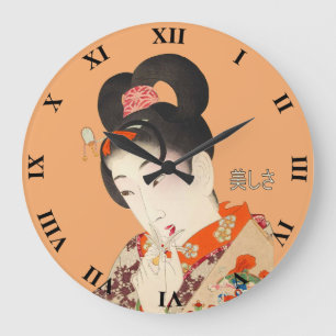 Schöne Dame Japanese Print 4 Toyohara Chikanobu Große Wanduhr