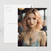 Schöne Dame mit Blondhaar und Tattoos Postkarte (Vorne/Hinten)