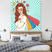 Schöne Dame mit Einkaufstasche Leinwanddruck (Insitu (Schlafzimmer))