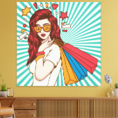 Schöne Dame mit Einkaufstasche Leinwanddruck (Insitu (Wohnzimmer))