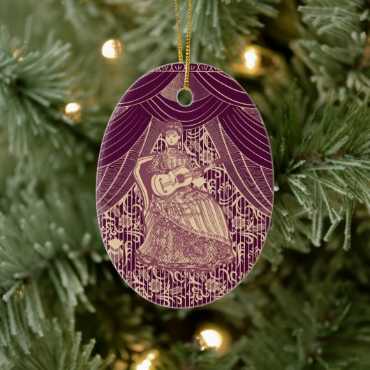 Schöne Dame mit Gitarre Keramik Ornament (Baum)