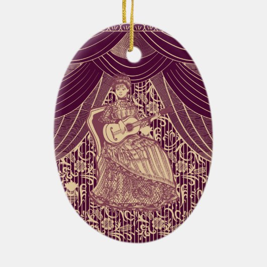 Schöne Dame mit Gitarre Keramik Ornament (Hinten)