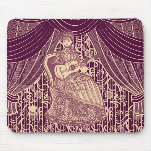 Schöne Dame mit Gitarre Mousepad (Vorne)