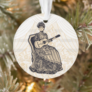 Schöne Dame mit Gitarre Ornament