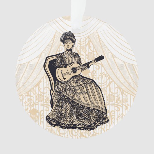 Schöne Dame mit Gitarre Ornament (Vorderseite)
