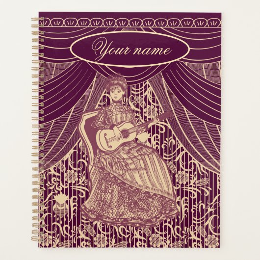 Schöne Dame mit Gitarre Planer (Vorderseite)