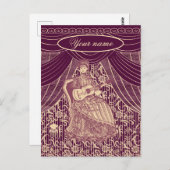 Schöne Dame mit Gitarre Postkarte (Vorne/Hinten)