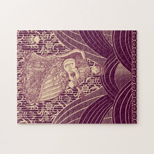 Schöne Dame mit Gitarre Puzzle (Horizontal)