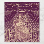 Schöne Dame mit Gitarre Weinetikett (Einzelnes Label)