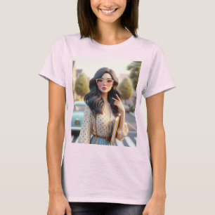 Schöne Dame mit Wavy Hair 3 T-Shirt