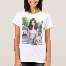 Schöne Dame mit Wavy Hair 4 T-Shirt