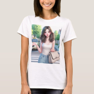 Schöne Dame mit Wavy Hair 4 T-Shirt