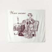 Schöne Dame trinkt Tee Wandteppich (Vorderseite (Horizontal))
