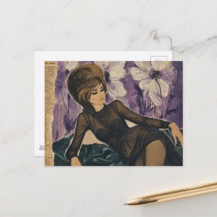 Schöne Dame von 1969 Collage  Postkarte