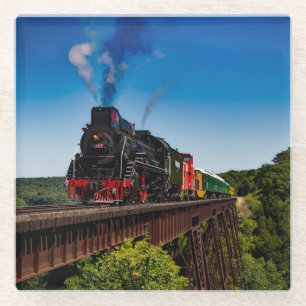 Schöne Dampflokomotive über eine Brücke JS8419 Glasuntersetzer