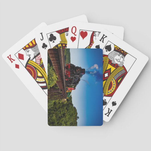 Schöne Dampflokomotive über eine Brücke JS8419 Spielkarten (Rückseite)