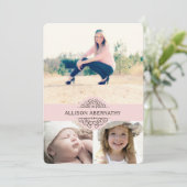 Schöne Dann und Jetzt Foto Graduation Party| Rosa Einladung (Stehend Vorderseite)