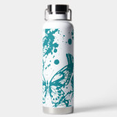 Schöne Darstellung der blau umrissenen Schmetterli Trinkflasche (Rückseite)