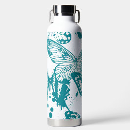 Schöne Darstellung der blau umrissenen Schmetterli Trinkflasche