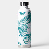 Schöne Darstellung der blau umrissenen Schmetterli Trinkflasche (links)