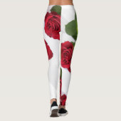 Schöne Deep Rote Rose Blume Leggings (Rückseite)