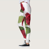 Schöne Deep Rote Rose Blume Leggings (Links)