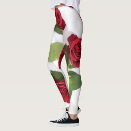 Schöne Deep Rote Rose Blume Leggings