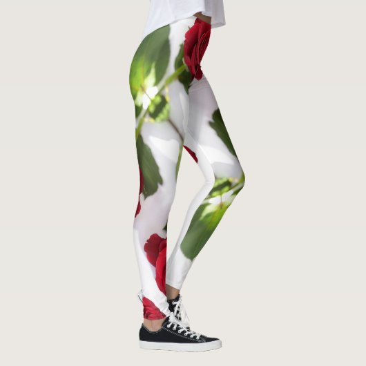 Schöne Deep Rote Rose Blume Leggings (Rechts)