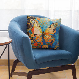 Schöne dekorative Schmetterlingsflora Kissen