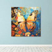 Schöne dekorative Schmetterlingsflora Leinwanddruck (Insitu (Holzboden))
