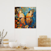 Schöne dekorative Schmetterlingsflora Poster (Küche)