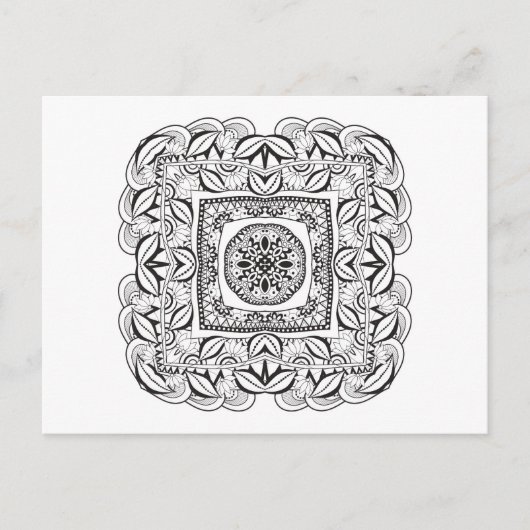 Schöne Dekorative Square Doodle Postkarte (Vorderseite)