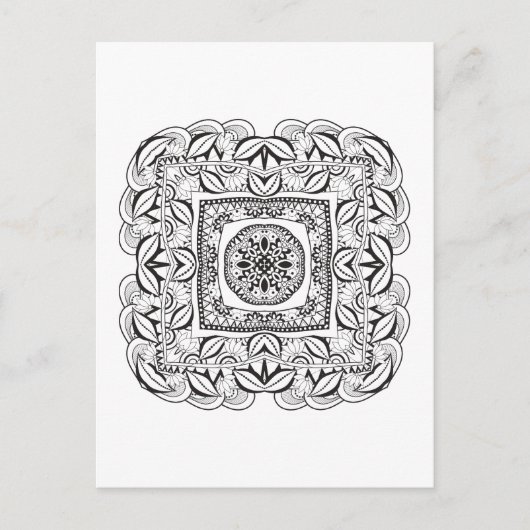 Schöne Dekorative Square Doodle Postkarte (Vorderseite)