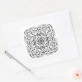 Schöne Dekorative Square Doodle Quadratischer Aufkleber (Umschlag)