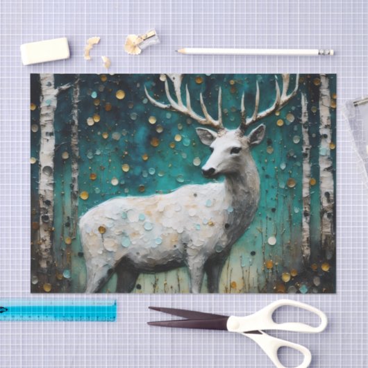 Schöne Dekoupage des Weißen Hirsches Seidenpapier (Handwerk)