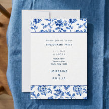 Schöne Delfter Blumen-Hochzeitseinladung