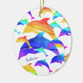 Schöne Delphine im Regenbogen mit dem Namen Weihna Keramik Ornament (Links)
