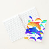 Schöne Delphine im Regenbogen mit Namen Notizblock (Innenseite)