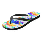 Schöne Delphine im Regenbogen mit Vorname Badesandalen (Schrägansicht)