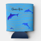 Schöne Delphine schwimmen. Dosenkühler (Rückseite)