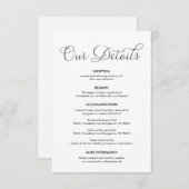 Schöne Details zur Hochzeit, klassische schwarze T Begleitkarte (Vorne/Hinten)