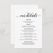 Schöne Details zur Hochzeit, moderne schwarze Tint Begleitkarte (Vorne/Hinten)